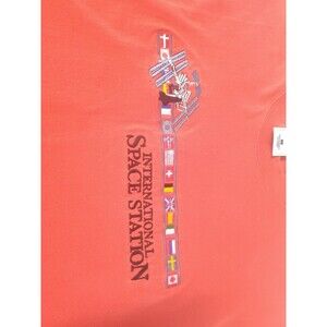 International Space Station Fruit of the Loom T-shirt Embroidered Red Size Large